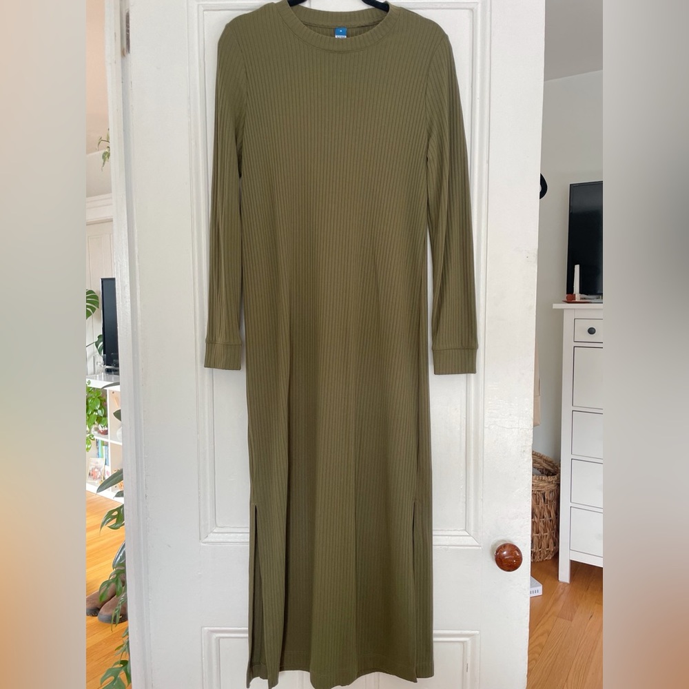 Olive rib knit maxi
